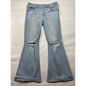 American Eagle Women's Low-Rise Flare Blue Denim Jeans - Size 10 Short (30x28.5)